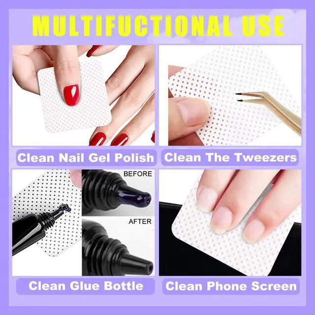 Alt view image 6 of 6 - Lint Free Nail Wipes, 540PCS Non-Woven Fabric Dry Nail Prep Wipes, Super Absorbent Nail Polish Remover Wipes Lash Extensions Glue Nail Cleaning Pads for Salon Supplies