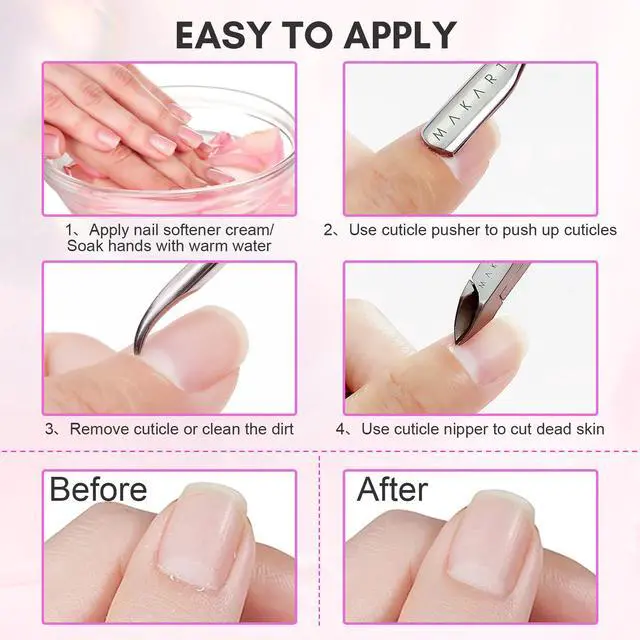 Alt view image 7 of 7 - Cuticle Trimmer with Cuticle Pusher, 3 PCS Pink Nail Cuticle Nipper Professional Pedicure Manicure Tools with Stainless Steel Dual End Pusher, Nail Scraper