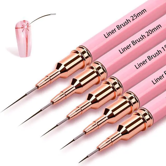 Main image of 5Pcs Nail Art Liner Brushes,Liner Brush For Nails Gel,Thin Liner Nail Brush Set,Nail Art Striping Brushes,Painting Art Design Pen For Long Lines, Thin Details, Fine Drawing Sizes 5/9/13/20/25mm