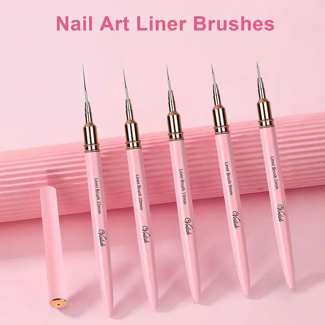 Alt view image 2 of 6 - 5Pcs Nail Art Liner Brushes,Liner Brush For Nails Gel,Thin Liner Nail Brush Set,Nail Art Striping Brushes,Painting Art Design Pen For Long Lines, Thin Details, Fine Drawing Sizes 5/9/13/20/25mm