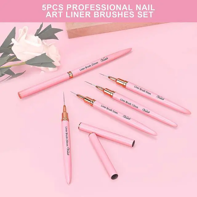 Alt view image 3 of 6 - 5Pcs Nail Art Liner Brushes,Liner Brush For Nails Gel,Thin Liner Nail Brush Set,Nail Art Striping Brushes,Painting Art Design Pen For Long Lines, Thin Details, Fine Drawing Sizes 5/9/13/20/25mm