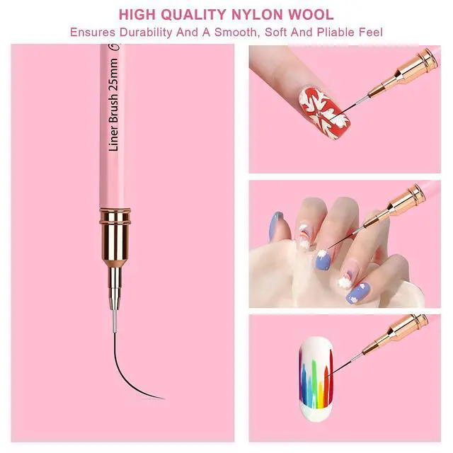Alt view image 4 of 6 - 5Pcs Nail Art Liner Brushes,Liner Brush For Nails Gel,Thin Liner Nail Brush Set,Nail Art Striping Brushes,Painting Art Design Pen For Long Lines, Thin Details, Fine Drawing Sizes 5/9/13/20/25mm