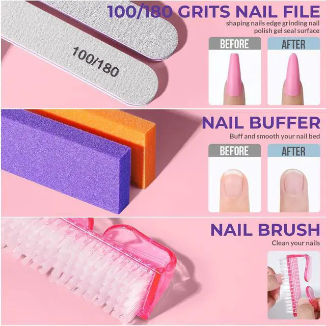 Alt view image 4 of 7 - 10Pcs Nail Soaking Bowl Kit 2 Soak Off Bowl Nail Soaking Bowl Acetone Proof Soak Off Gel Polish Remover Bowl, Manicure Bowl Cuticle Peeler Scraper Cuticle Oil Nail File and Buffer Nail Brush