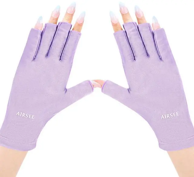 Main image of UV Gloves for Nail Lamp,Professional UPF50+ UV Protection Gloves for Manicures Nail Art,Fingerless Gloves That Shield Skin from The Sun and Nail Lamp (Purple)