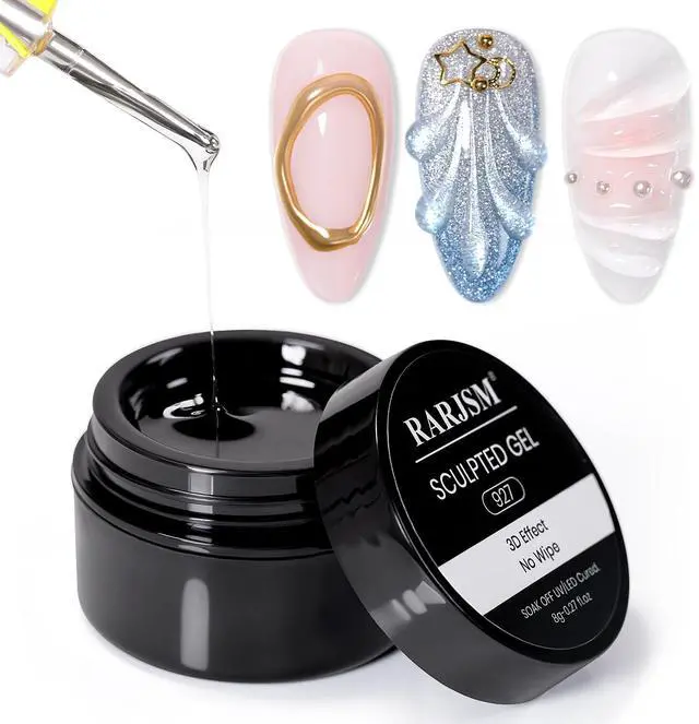 Main image of 3D Sculpting Gel Clear Painting Gel Polish Nail Art Designs No Wipe Chrome Nail Powder Nails Charms Rhinestone Decoration Adhesive Glue Drawing Painted Sculpture Hard Gelpolish Curing Requires