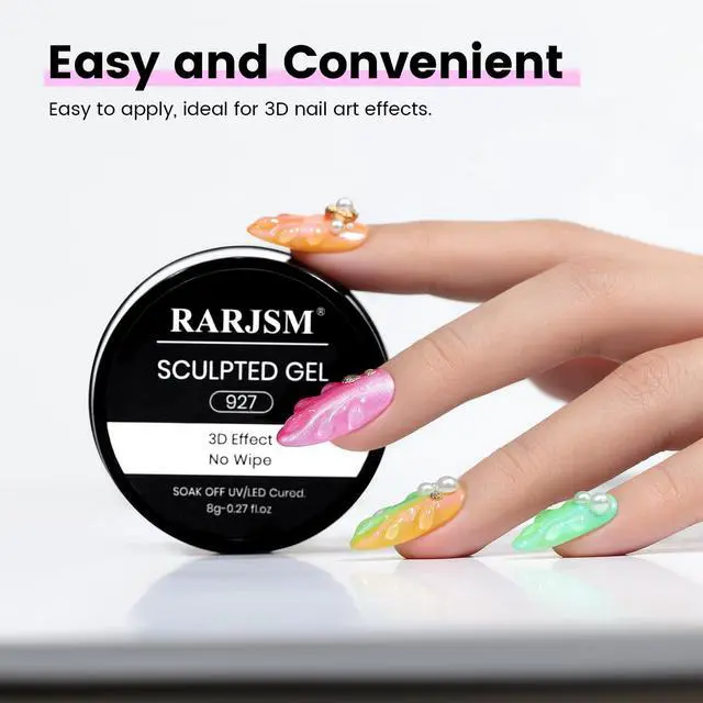 Alt view image 2 of 7 - 3D Sculpting Gel Clear Painting Gel Polish Nail Art Designs No Wipe Chrome Nail Powder Nails Charms Rhinestone Decoration Adhesive Glue Drawing Painted Sculpture Hard Gelpolish Curing Requires