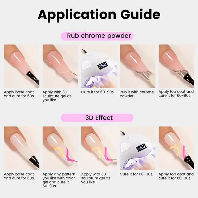 Alt view image 7 of 7 - 3D Sculpting Gel Clear Painting Gel Polish Nail Art Designs No Wipe Chrome Nail Powder Nails Charms Rhinestone Decoration Adhesive Glue Drawing Painted Sculpture Hard Gelpolish Curing Requires