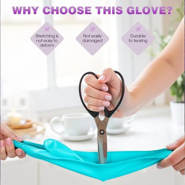 Alt view image 3 of 7 - Reusable Dishwashing Cleaning Gloves with Latex free, Cotton lining,Kitchen Gloves 2 Pairs,Purple+blue Medium