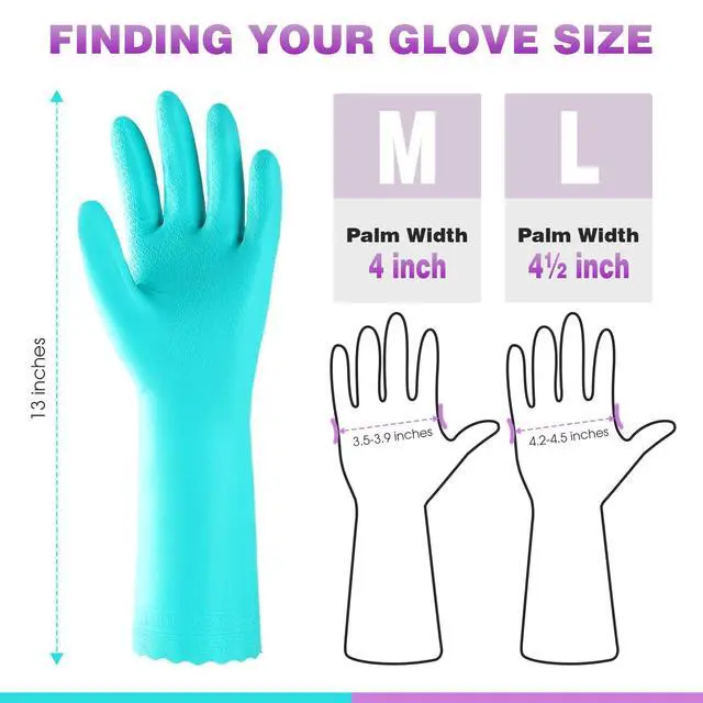 Alt view image 5 of 7 - Reusable Dishwashing Cleaning Gloves with Latex free, Cotton lining,Kitchen Gloves 2 Pairs,Purple+blue Medium