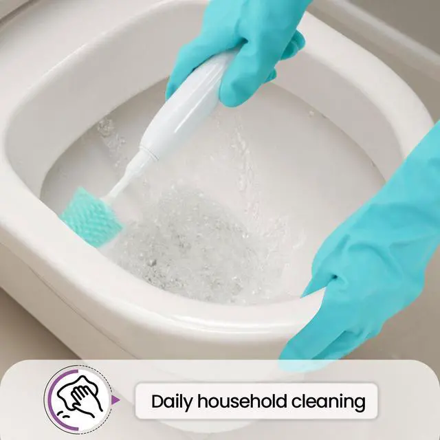 Alt view image 7 of 7 - Reusable Dishwashing Cleaning Gloves with Latex free, Cotton lining,Kitchen Gloves 2 Pairs,Purple+blue Medium