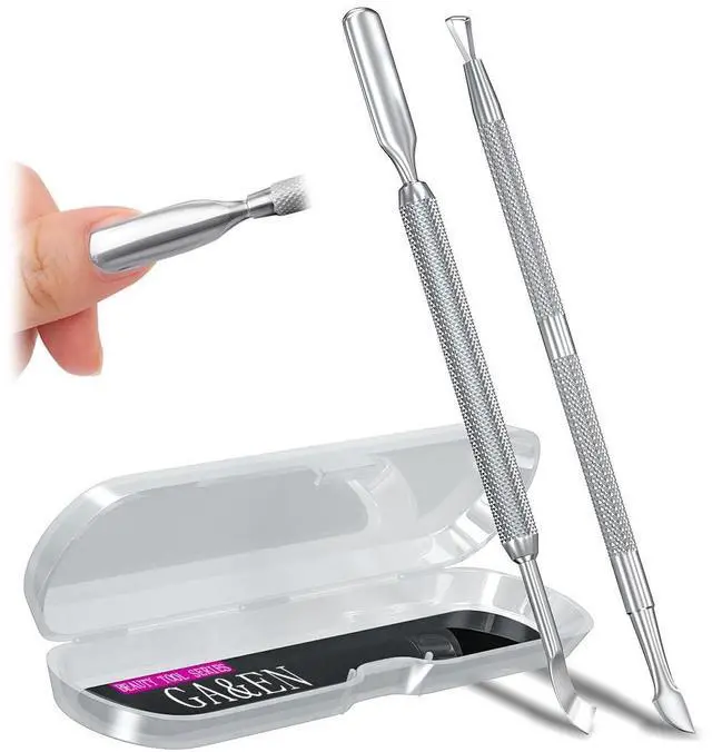 Main image of 2PCS Metal Silver Cuticle Pusher and Scraper, Nail Trimmer Cutter Stainless Steel Gel Scraper Tool, Nail Polish Remover Peeler Durable Salon Manicure Pedicure Cleaner for Fingernail and Toenail