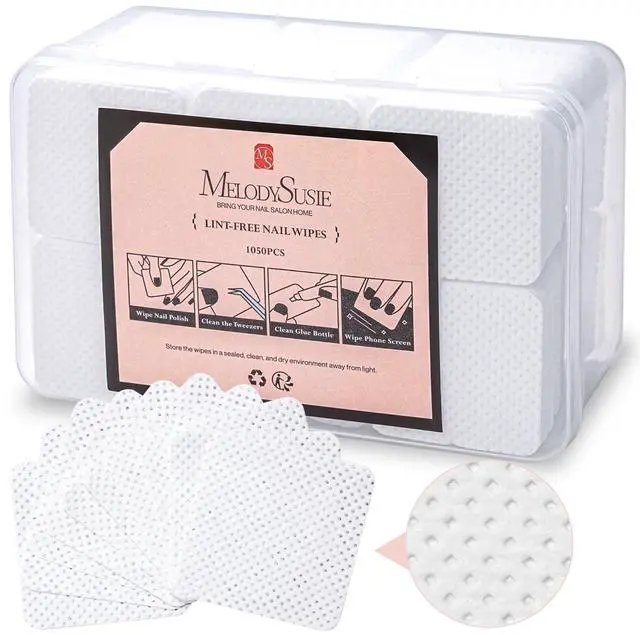 Main image of 1050Pcs Lint Free Nail Wipes Super Absorbent Soft Non-Woven for Fingernail Polish Remover and Eyelash Extension Wipes for Nail Art