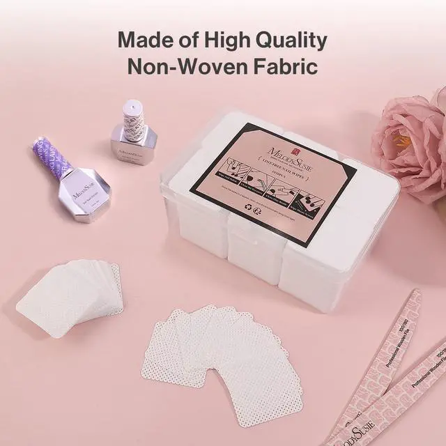 Alt view image 2 of 6 - 1050Pcs Lint Free Nail Wipes Super Absorbent Soft Non-Woven for Fingernail Polish Remover and Eyelash Extension Wipes for Nail Art