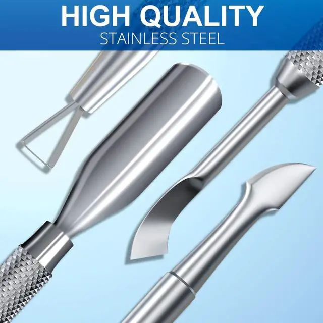 Alt view image 7 of 7 - 2PCS Metal Silver Cuticle Pusher and Scraper, Nail Trimmer Cutter Stainless Steel Gel Scraper Tool, Nail Polish Remover Peeler Durable Salon Manicure Pedicure Cleaner for Fingernail and Toenail