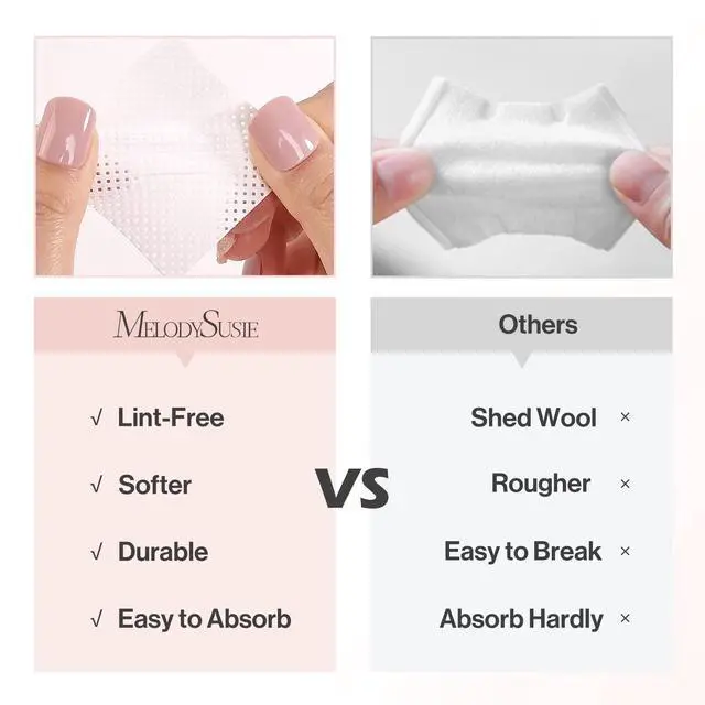 Alt view image 3 of 6 - 1050Pcs Lint Free Nail Wipes Super Absorbent Soft Non-Woven for Fingernail Polish Remover and Eyelash Extension Wipes for Nail Art