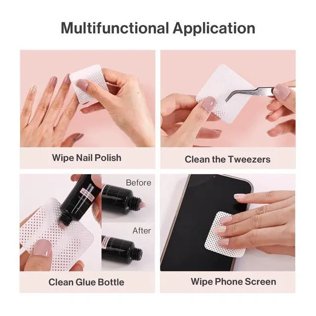 Alt view image 5 of 6 - 1050Pcs Lint Free Nail Wipes Super Absorbent Soft Non-Woven for Fingernail Polish Remover and Eyelash Extension Wipes for Nail Art