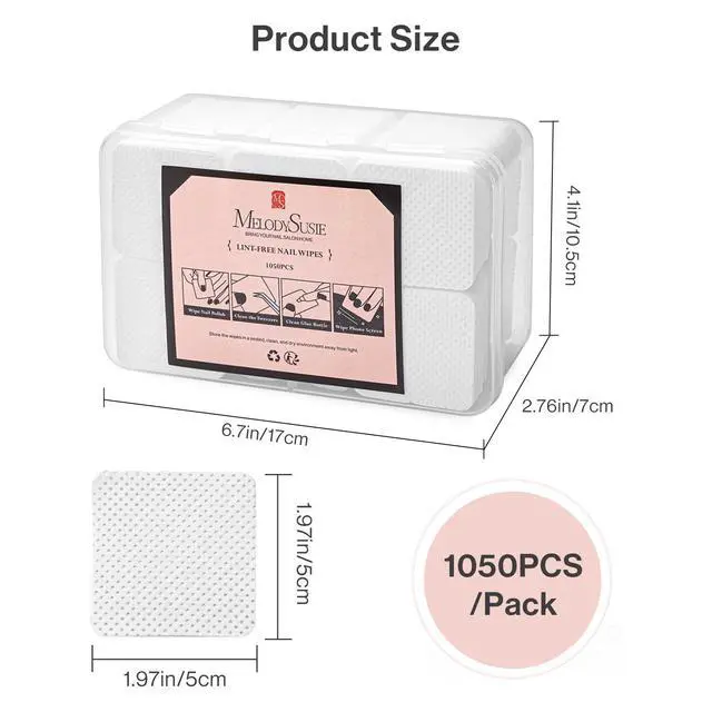 Alt view image 6 of 6 - 1050Pcs Lint Free Nail Wipes Super Absorbent Soft Non-Woven for Fingernail Polish Remover and Eyelash Extension Wipes for Nail Art