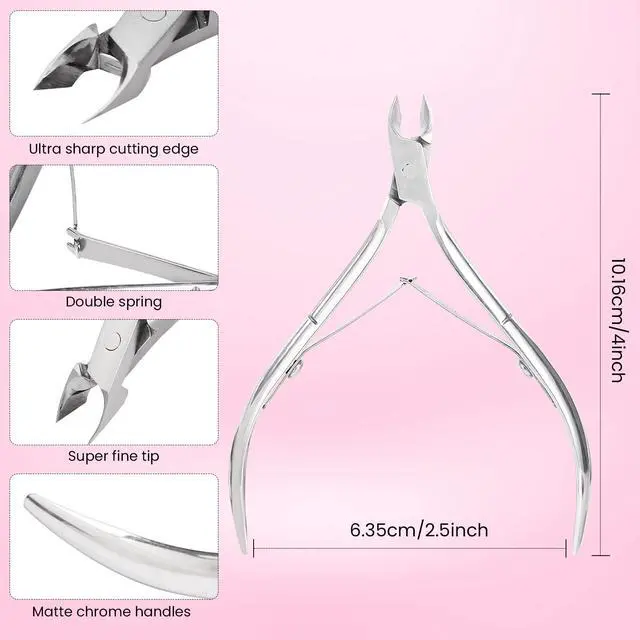 Alt view image 3 of 7 - Cuticle Trimmer Cuticle Nippers,Professional Stainless Steel Cuticle Cutter Cuticle Clippers Cuticle Remover,Pedicure Manicure Tools for Fingernails and Toenails(Silver)