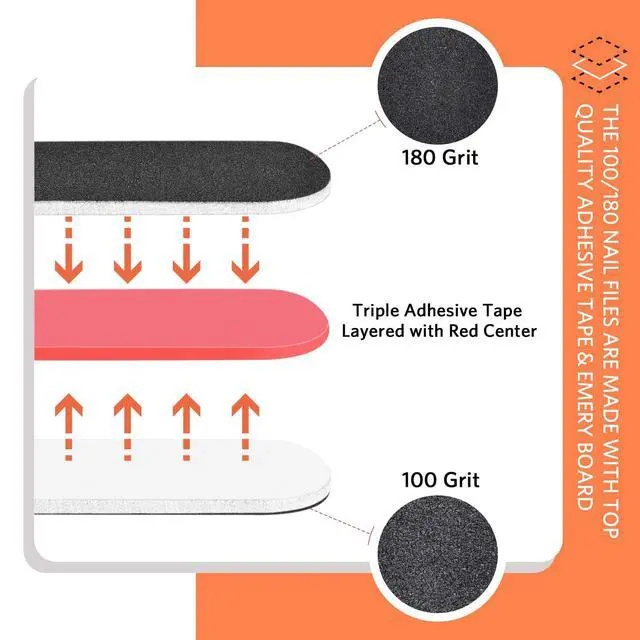 Alt view image 3 of 7 - Nail Files and Buffers, Professional Manicure Tools Kit Rectangular Art Care Buffer Block Tools 100 180 Grit 12 pcs(Black)