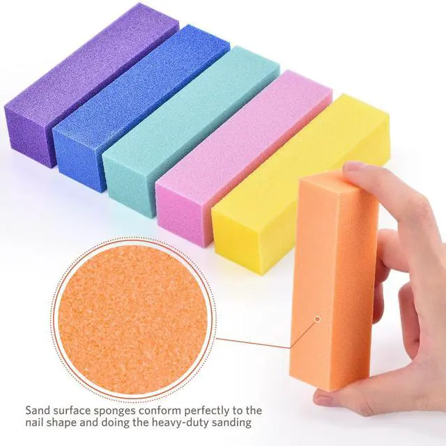 Alt view image 4 of 7 - Nail Files and Buffers, Professional Manicure Tools Kit Rectangular Art Care Buffer Block Tools 100 180 Grit 12 pcs(Black)