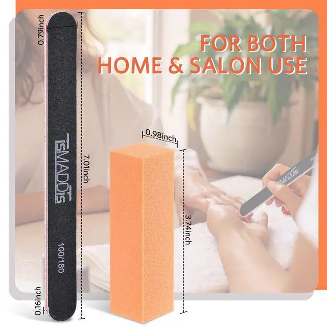 Alt view image 5 of 7 - Nail Files and Buffers, Professional Manicure Tools Kit Rectangular Art Care Buffer Block Tools 100 180 Grit 12 pcs(Black)