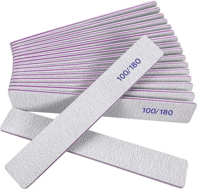 Main image of Nail Files (12 Pack), 100/180 Grit Emery Boards Nail File for Natural Nails and Acrylic Nails, Double Sided Emory Boards limas para unas acrilicas Profesional Fingernail Filer Reusable Manicure Gray