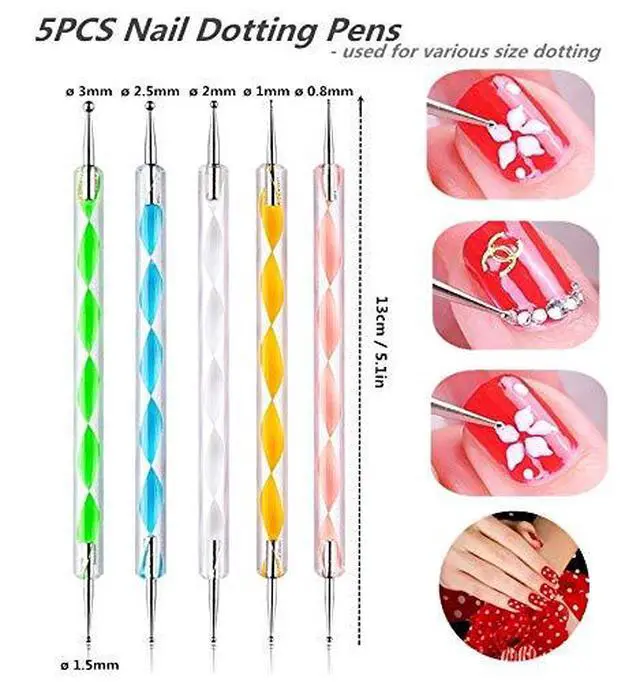 Alt view image 2 of 4 - 5PCS Dotting Pens with 3 PCS Nail Painting Brushes, Nail Art Design Tools