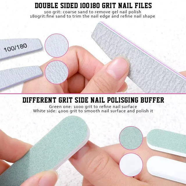 Alt view image 3 of 7 - Nail Files and Buffers, Manicure Tools Nail Care Kit with Nail File, Nail Buffer Block, Cuticle Care for Women with Nippers, Pusher Peeler. Cuticle Oil and Nail Prep Kit.