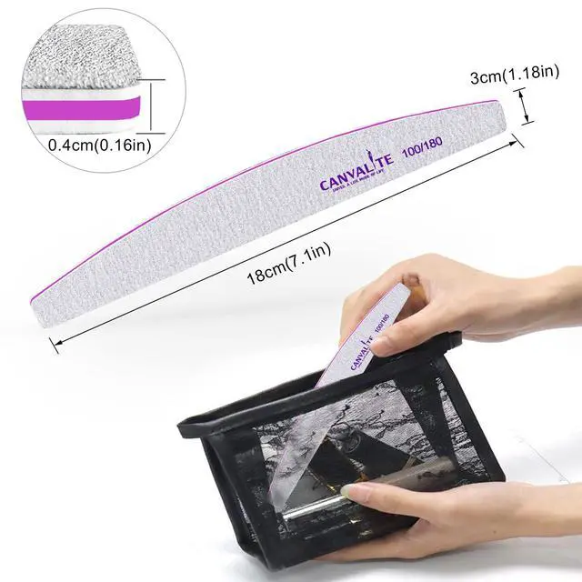 Alt view image 6 of 7 - 10 PCS Nail File Professional Nail Files Reusable Double Sided Emery Board(100/180 Grit) Nail Styling Tools for Home and Salon Use Christmas Gifts for Women