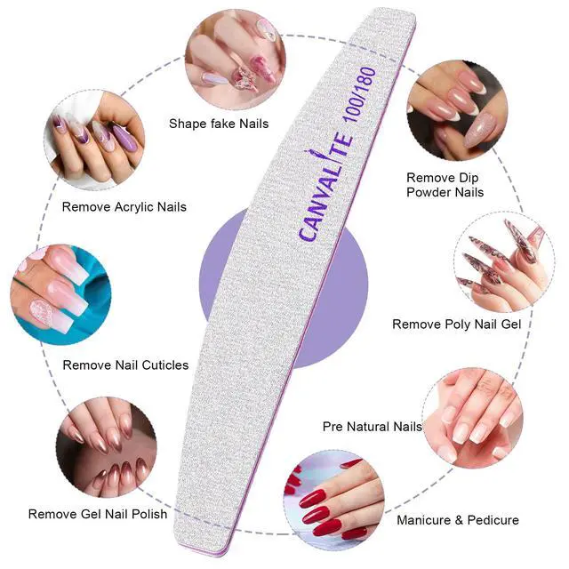 Alt view image 4 of 7 - 10 PCS Nail File Professional Nail Files Reusable Double Sided Emery Board(100/180 Grit) Nail Styling Tools for Home and Salon Use Christmas Gifts for Women