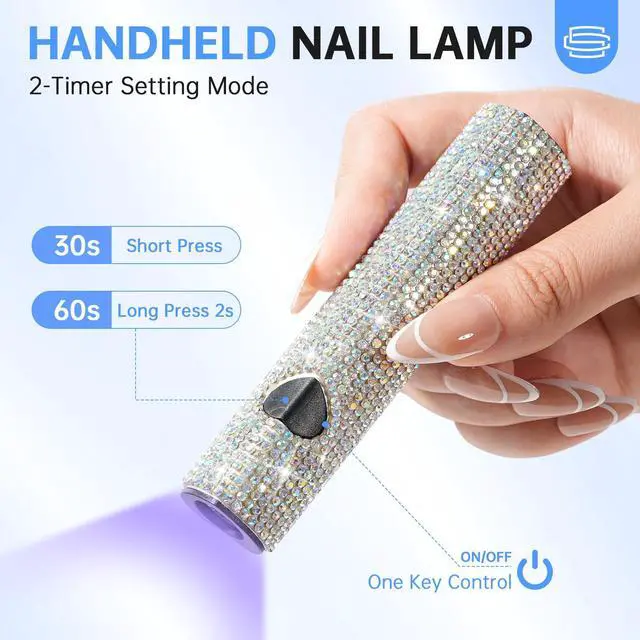 Alt view image 2 of 7 - UV Light for Gel Nails, Handheld UV Nail Lamp, Portable LED Nail Lamp, Mini Nail Dryer, USB Nail Light for Fast Curing, White