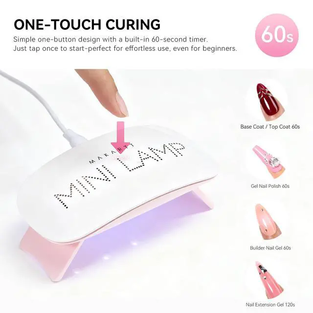 Alt view image 2 of 7 - UV LED Nail Lamp: UV Light for Gel Nails, 6W Mini USB Portable Lamp Fast Drying Gel Polish Curing Light 60S Timer Dryer Manicure Salon Home DIY