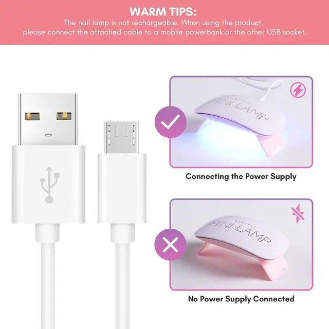 Alt view image 5 of 7 - UV LED Nail Lamp: UV Light for Gel Nails, 6W Mini USB Portable Lamp Fast Drying Gel Polish Curing Light 60S Timer Dryer Manicure Salon Home DIY
