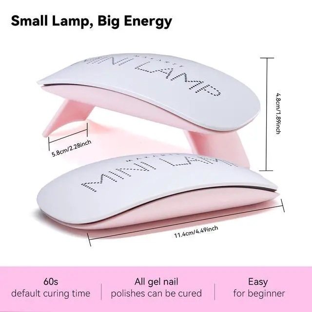 Alt view image 6 of 7 - UV LED Nail Lamp: UV Light for Gel Nails, 6W Mini USB Portable Lamp Fast Drying Gel Polish Curing Light 60S Timer Dryer Manicure Salon Home DIY