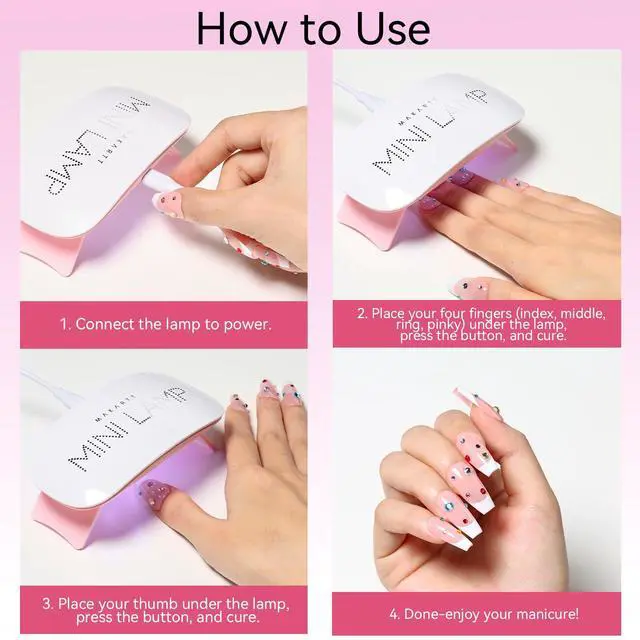 Alt view image 7 of 7 - UV LED Nail Lamp: UV Light for Gel Nails, 6W Mini USB Portable Lamp Fast Drying Gel Polish Curing Light 60S Timer Dryer Manicure Salon Home DIY