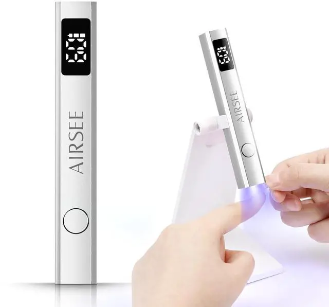 Main image of Cordless Nail Lamp with Stand, Handheld UV Light with LCD Display for Gel Nails,Rechargeable USB Nail Dryer for Fast Cure,Rhinestone Glue Decoration,Gel Nail Strips at Home,Travel(Sliver)