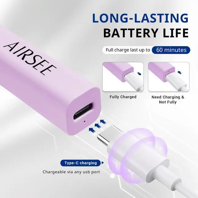Alt view image 4 of 6 - Mini Handheld UV Light for Gel Nails,Portable Rechargeable Nail Lamps,2 Timers for Rhinestone Glue Decoration,Gel Nail Strips at Home,Travel(Purple)