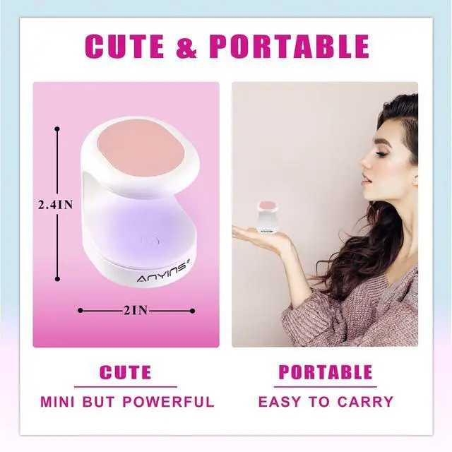 Alt view image 6 of 7 - Mini UV Light for Gel Nails, UV Light for Nails Nail Lamp Portable UV Nail Lamp 16W UV Lamp Professional UV Lamp for Gel Nails Innovative Nail Dryer for Nail Art