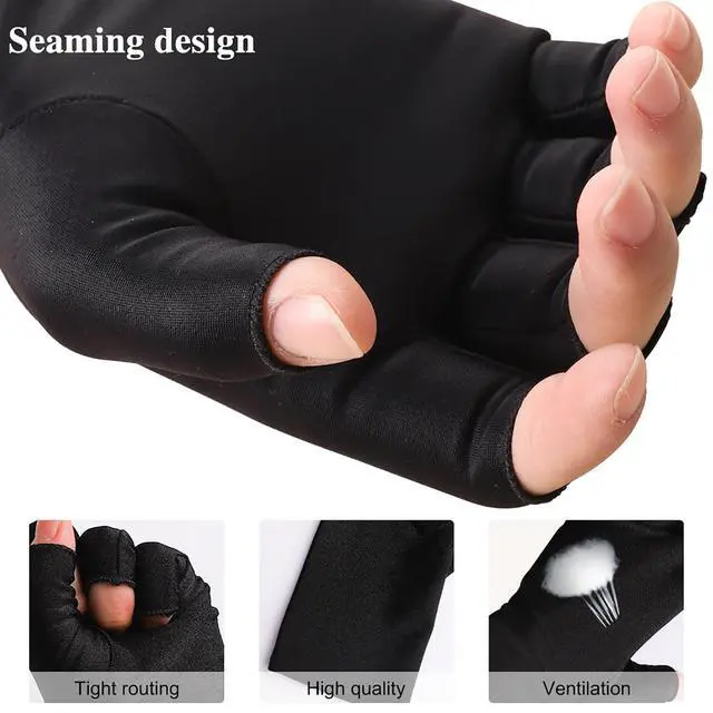Alt view image 4 of 7 - UV Gloves for Gel Manicures UPF50+ Fingerless Sun Protection Gloves for Gel Nail Lamp Driving Glove Women UV ProtectionBlack