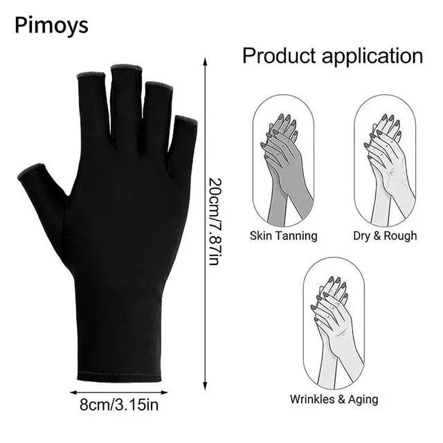 Alt view image 2 of 7 - UV Gloves for Gel Manicures UPF50+ Fingerless Sun Protection Gloves for Gel Nail Lamp Driving Glove Women UV ProtectionBlack