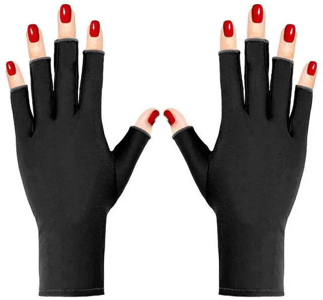 Main image of UV Gloves for Gel Manicures UPF50+ Fingerless Sun Protection Gloves for Gel Nail Lamp Driving Glove Women UV ProtectionBlack