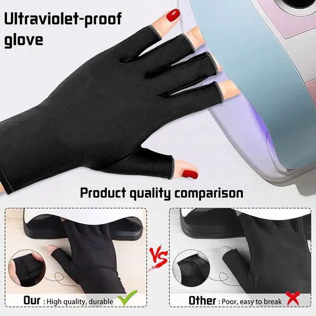 Alt view image 6 of 7 - UV Gloves for Gel Manicures UPF50+ Fingerless Sun Protection Gloves for Gel Nail Lamp Driving Glove Women UV ProtectionBlack