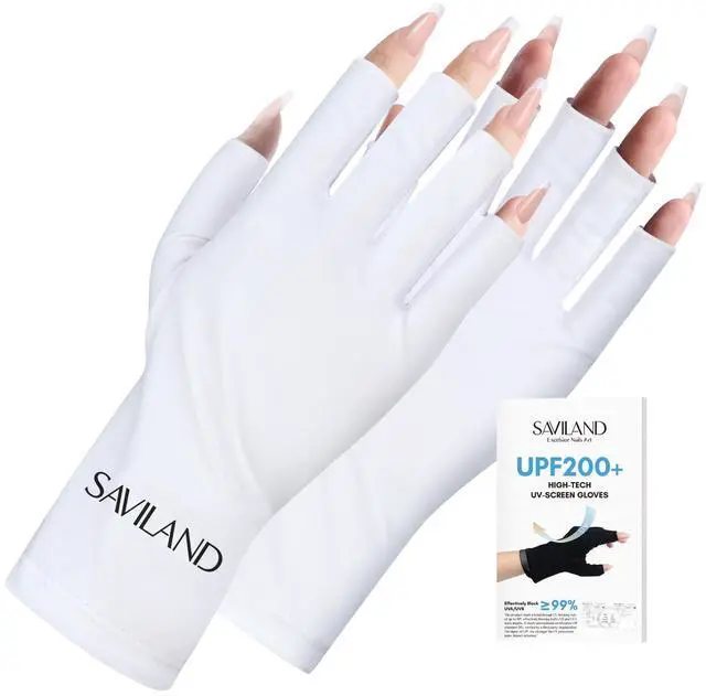 Main image of U V Gloves for Nails: UPF200+ High-tech Professional U V Gloves for Manicures, Anti UVA & UVB 999+ U V Glove for Gel Nail Lamp Fingerless Glove Prevent Hands from U V Harm (White)