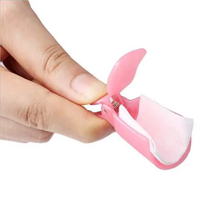 Alt view image 5 of 5 - 10PC Plastic Acrylic Nail Art Soak Off Cap Clip UV Gel Polish Remover Wrap Tool (Pink)
