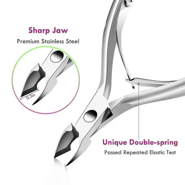 Alt view image 2 of 7 - Cuticle Trimmer Cuticle Remover with Cuticle Pusher, Professional Stainless Steel Durable Pedicure Manicure Tools Cutter Nipper Scissor Clipper for Fingernails and Toenails Dead Skin Silver