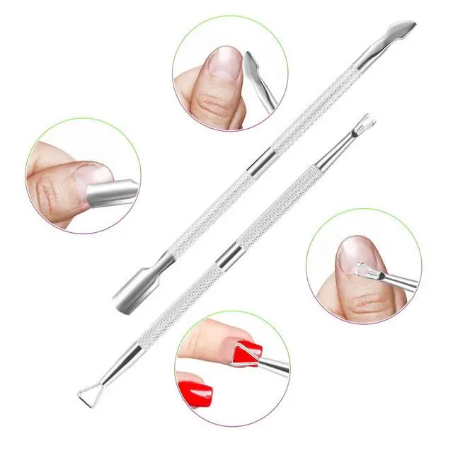 Alt view image 5 of 7 - Cuticle Trimmer Cuticle Remover with Cuticle Pusher, Professional Stainless Steel Durable Pedicure Manicure Tools Cutter Nipper Scissor Clipper for Fingernails and Toenails Dead Skin Silver