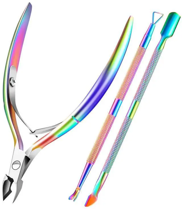 Main image of Cuticle Trimmer Cuticle Remover with Cuticle Pusher, Professional Stainless Steel Durable Pedicure Manicure Tools Cutter Nipper Scissor Clipper for Fingernails and Toenails Dead Skin