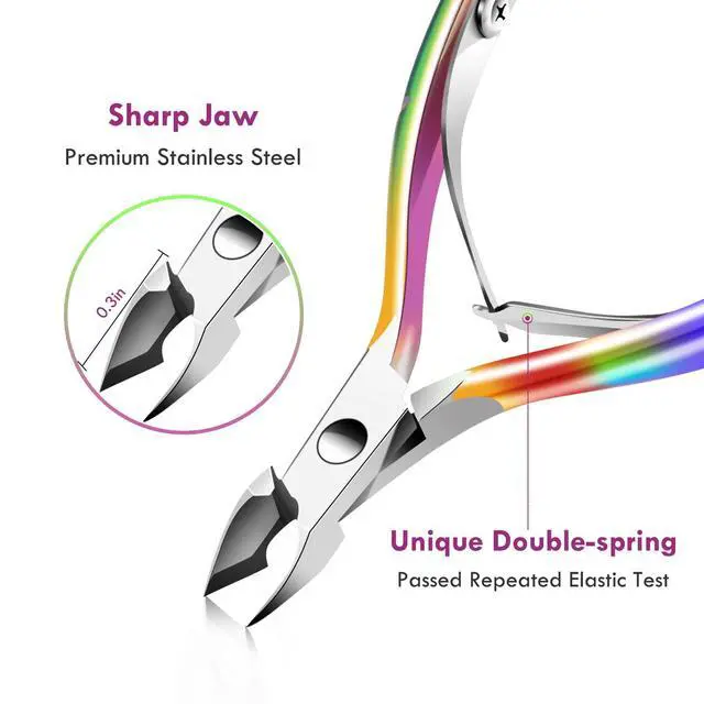 Alt view image 2 of 7 - Cuticle Trimmer Cuticle Remover with Cuticle Pusher, Professional Stainless Steel Durable Pedicure Manicure Tools Cutter Nipper Scissor Clipper for Fingernails and Toenails Dead Skin