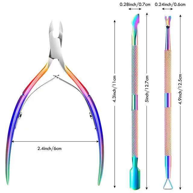 Alt view image 3 of 7 - Cuticle Trimmer Cuticle Remover with Cuticle Pusher, Professional Stainless Steel Durable Pedicure Manicure Tools Cutter Nipper Scissor Clipper for Fingernails and Toenails Dead Skin
