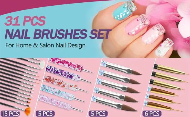 Alt view image 2 of 7 - 35pcs Nail Art Pens brushes,Nail Art Tool Set,Nail Dotting Tools,Nail Dust Brush,Striping Nail Art Brushes for Long Lines,Nail Drawing Pen For Nail Design